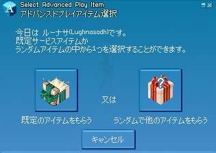 アドバンストプレイアイテム選択